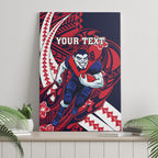 Personalized Melbourne Demons Canvas Wall Art Polynesian Tribal Demon Mascot With Hibiscus Floral Art