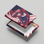 Personalized Melbourne Demons Canvas Wall Art Polynesian Tribal Demon Mascot With Hibiscus Floral Art
