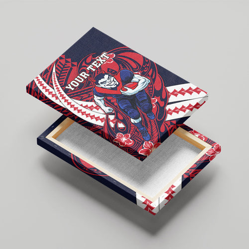 Personalized Melbourne Demons Canvas Wall Art Polynesian Tribal Demon Mascot With Hibiscus Floral Art