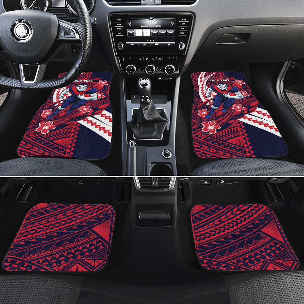 Personalized Melbourne Demons Car Mats Polynesian Tribal Demon Mascot With Hibiscus Floral Art