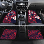 Personalized Melbourne Demons Car Mats Polynesian Tribal Demon Mascot With Hibiscus Floral Art