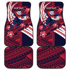 Personalized Melbourne Demons Car Mats Polynesian Tribal Demon Mascot With Hibiscus Floral Art
