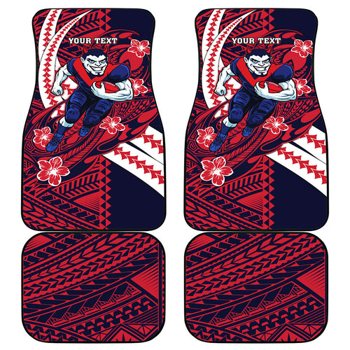 Personalized Melbourne Demons Car Mats Polynesian Tribal Demon Mascot With Hibiscus Floral Art