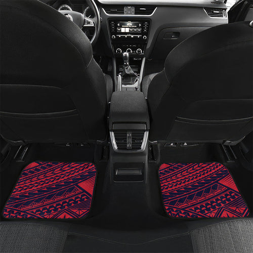Personalized Melbourne Demons Car Mats Polynesian Tribal Demon Mascot With Hibiscus Floral Art