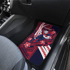 Personalized Melbourne Demons Car Mats Polynesian Tribal Demon Mascot With Hibiscus Floral Art