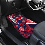 Personalized Melbourne Demons Car Mats Polynesian Tribal Demon Mascot With Hibiscus Floral Art