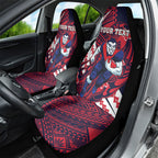 Personalized Melbourne Demons Car Seat Cover Polynesian Tribal Demon Mascot With Hibiscus Floral Art