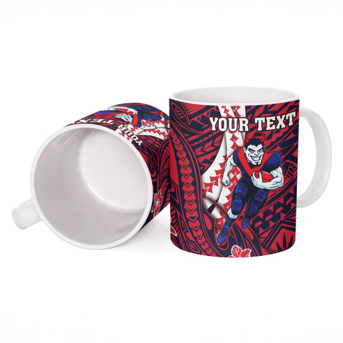 Personalized Melbourne Demons Ceramic Mug Polynesian Tribal Demon Mascot With Hibiscus Floral Art