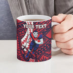 Personalized Melbourne Demons Ceramic Mug Polynesian Tribal Demon Mascot With Hibiscus Floral Art