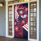 Personalized Melbourne Demons Door Cover Polynesian Tribal Demon Mascot With Hibiscus Floral Art