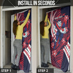 Personalized Melbourne Demons Door Cover Polynesian Tribal Demon Mascot With Hibiscus Floral Art