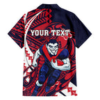 Personalized Melbourne Demons Family Matching Off Shoulder Maxi Dress and Hawaiian Shirt Polynesian Tribal Demon Mascot With Hibiscus Floral Art