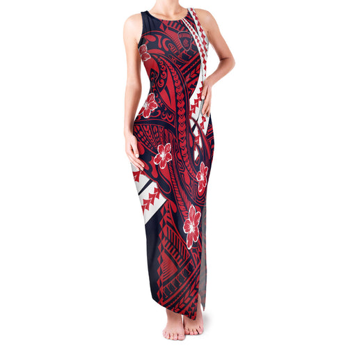 Personalized Melbourne Demons Family Matching Tank Maxi Dress and Hawaiian Shirt Polynesian Tribal Demon Mascot With Hibiscus Floral Art