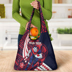 Personalized Melbourne Demons Grocery Bag Polynesian Tribal Demon Mascot With Hibiscus Floral Art