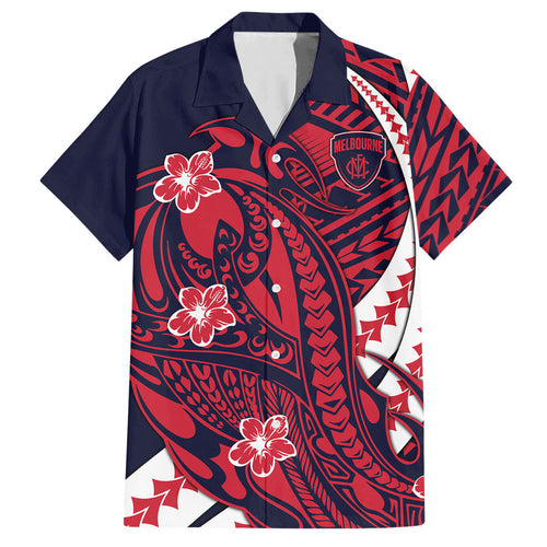Personalized Melbourne Demons Hawaiian Shirt Polynesian Tribal Demon Mascot With Hibiscus Floral Art