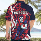 Personalized Melbourne Demons Hawaiian Shirt Polynesian Tribal Demon Mascot With Hibiscus Floral Art
