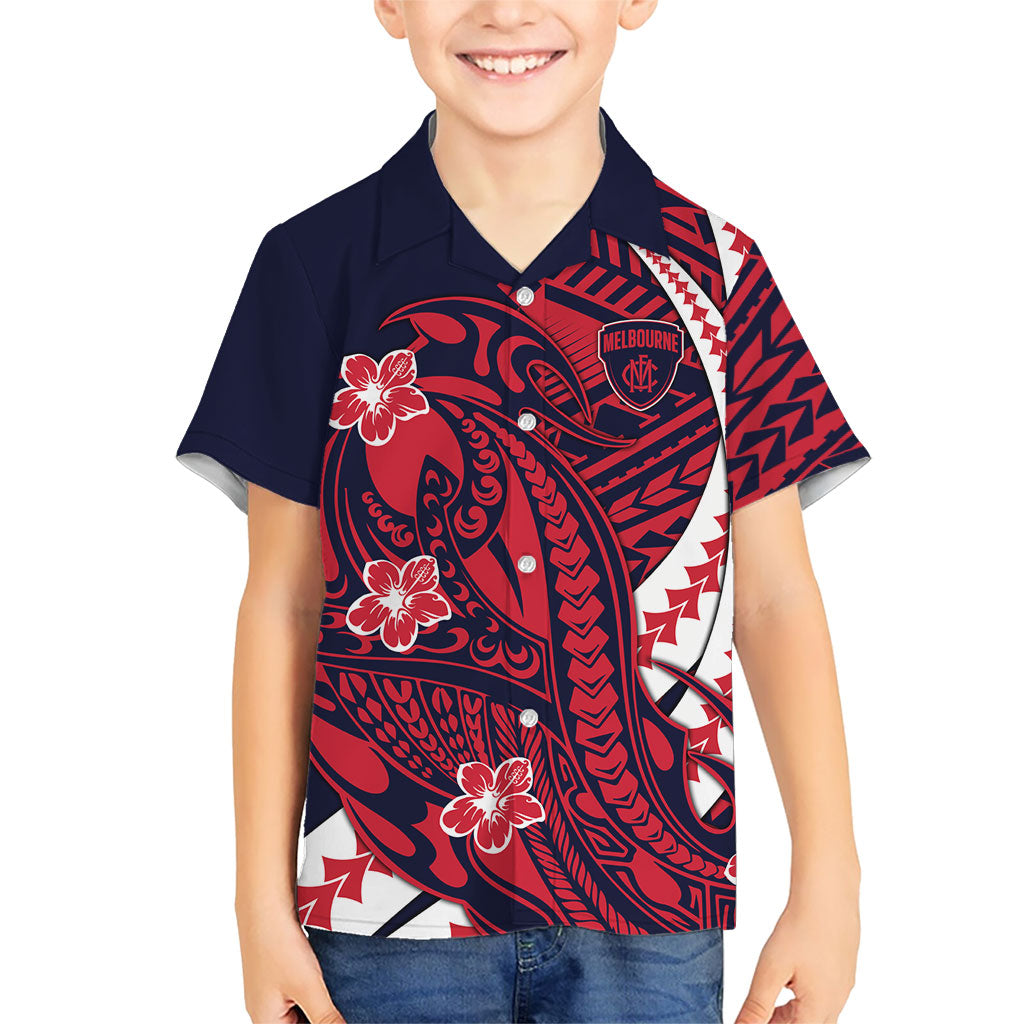 Personalized Melbourne Demons Hawaiian Shirt Polynesian Tribal Demon Mascot With Hibiscus Floral Art