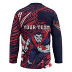 Personalized Melbourne Demons Hockey Jersey Polynesian Tribal Demon Mascot With Hibiscus Floral Art