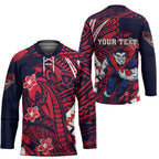 Personalized Melbourne Demons Hockey Jersey Polynesian Tribal Demon Mascot With Hibiscus Floral Art