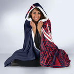 Personalized Melbourne Demons Hooded Blanket Polynesian Tribal Demon Mascot With Hibiscus Floral Art