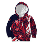 Personalized Melbourne Demons Kid Hoodie Polynesian Tribal Demon Mascot With Hibiscus Floral Art