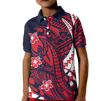 Personalized Melbourne Demons Kid Polo Shirt Polynesian Tribal Demon Mascot With Hibiscus Floral Art