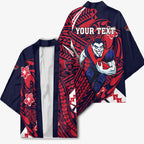Personalized Melbourne Demons Kimono Polynesian Tribal Demon Mascot With Hibiscus Floral Art