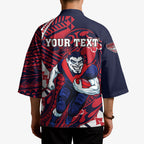 Personalized Melbourne Demons Kimono Polynesian Tribal Demon Mascot With Hibiscus Floral Art