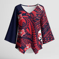 Personalized Melbourne Demons Kimono Sleeve Blouse Polynesian Tribal Demon Mascot With Hibiscus Floral Art