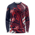 Personalized Melbourne Demons Long Sleeve Shirt Polynesian Tribal Demon Mascot With Hibiscus Floral Art