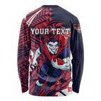 Personalized Melbourne Demons Long Sleeve Shirt Polynesian Tribal Demon Mascot With Hibiscus Floral Art