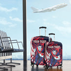 Personalized Melbourne Demons Luggage Cover Polynesian Tribal Demon Mascot With Hibiscus Floral Art