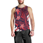 Personalized Melbourne Demons Men Tank Top Polynesian Tribal Demon Mascot With Hibiscus Floral Art