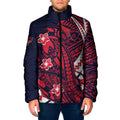 Personalized Melbourne Demons Padded Jacket Polynesian Tribal Demon Mascot With Hibiscus Floral Art