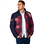 Personalized Melbourne Demons Padded Jacket Polynesian Tribal Demon Mascot With Hibiscus Floral Art