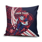 Personalized Melbourne Demons Pillow Cover Polynesian Tribal Demon Mascot With Hibiscus Floral Art