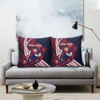 Personalized Melbourne Demons Pillow Cover Polynesian Tribal Demon Mascot With Hibiscus Floral Art