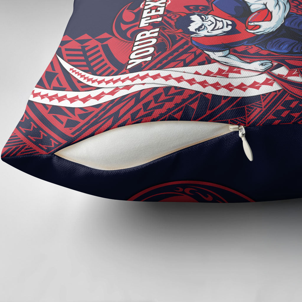 Personalized Melbourne Demons Pillow Cover Polynesian Tribal Demon Mascot With Hibiscus Floral Art