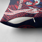 Personalized Melbourne Demons Pillow Cover Polynesian Tribal Demon Mascot With Hibiscus Floral Art