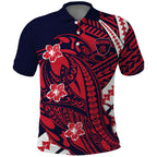 Personalized Melbourne Demons Polo Shirt Polynesian Tribal Demon Mascot With Hibiscus Floral Art