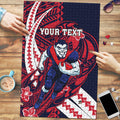 Personalized Melbourne Demons Puzzle Polynesian Tribal Demon Mascot With Hibiscus Floral Art