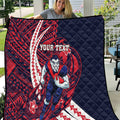 Personalized Melbourne Demons Quilt Polynesian Tribal Demon Mascot With Hibiscus Floral Art