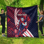 Personalized Melbourne Demons Quilt Polynesian Tribal Demon Mascot With Hibiscus Floral Art