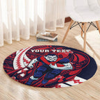 Personalized Melbourne Demons Round Carpet Polynesian Tribal Demon Mascot With Hibiscus Floral Art
