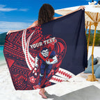 Personalized Melbourne Demons Sarong Polynesian Tribal Demon Mascot With Hibiscus Floral Art