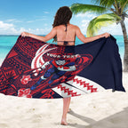 Personalized Melbourne Demons Sarong Polynesian Tribal Demon Mascot With Hibiscus Floral Art