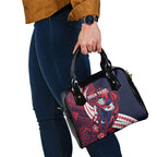 Personalized Melbourne Demons Shoulder Handbag Polynesian Tribal Demon Mascot With Hibiscus Floral Art