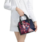 Personalized Melbourne Demons Shoulder Handbag Polynesian Tribal Demon Mascot With Hibiscus Floral Art