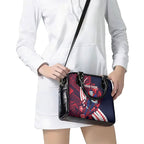 Personalized Melbourne Demons Shoulder Handbag Polynesian Tribal Demon Mascot With Hibiscus Floral Art