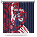 Personalized Melbourne Demons Shower Curtain Polynesian Tribal Demon Mascot With Hibiscus Floral Art